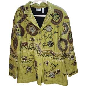 Vintage Chico's Design womans button-up jacket plus size 2 silk